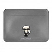 Karl Lagerfeld Saffiano Ikonik Leather Laptop Sleeve 14 - дизайнерски кожен калъф за MacBook и преносими компютри до 14 инча (сребрист)