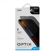 Uniq Optix Privacy Full Cover Tempered Glass - калено стъклено защитно покритие с определен ъгъл на виждане за дисплея на iPhone 14, iPhone 13, iPhone 13 Pro (черен-прозрачен) 4