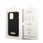 Guess Liquid Silicone Metal Logo MagSafe Case - силиконов (TPU) калъф с MagSafe за iPhone 14 Pro (черен)  5