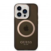 Guess Translucent MagSafe Case - хибриден удароустойчив кейс с MagSafe за iPhone 14 Pro (черен-прозрачен) 1