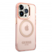 Guess Translucent MagSafe Compatible Case for iPhone 14 Pro (pink) 2