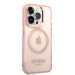 Guess Translucent MagSafe Case - хибриден удароустойчив кейс с MagSafe за iPhone 14 Pro (розов-прозрачен) 3