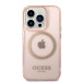 Guess Translucent MagSafe Case - хибриден удароустойчив кейс с MagSafe за iPhone 14 Pro (розов-прозрачен) 2