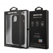 AMG Carbon Effect Leather Case - дизайнерски кожен кейс с висока защита за iPhone 14 (черен) 5