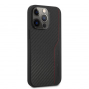 AMG Carbon Effect Leather Case - дизайнерски кожен кейс с висока защита за iPhone 14 Pro Max (черен) 2