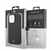Mercedes-Benz Liquid Silicone Case - дизайнерски силиконов калъф за iPhone 14 Pro (черен) 4