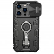 Nillkin CamShield Armor Pro Magnetic Hard Case - хибриден удароустойчив кейс с MagSafe и пръстен против изпускане за iPhone 14 Pro (черен)