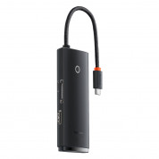 Baseus USB-C Lite Series 6-Port Hub Docking Station (WKQX050001) - мултифункционален хъб за свързване на допълнителна периферия за устройства с USB-C (черен) 