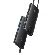 Baseus USB-C Lite Series 6-Port Hub Docking Station (WKQX050001) - мултифункционален хъб за свързване на допълнителна периферия за устройства с USB-C (черен)  3