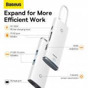 Baseus USB-C Lite Series 6-Port With PD 100W Hub Docking Station (WKQX050102) (white)  12