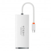 Baseus USB-C Lite Series 5-Port Hub (WKQX030302) - 4-портов USB-A хъб и USB-C вход за компютри и лаптопи с USB-C (25 см) (бял)  2