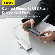 Baseus USB-C Lite Series 5-Port Hub (WKQX030302) - 4-портов USB-A хъб и USB-C вход за компютри и лаптопи с USB-C (25 см) (бял)  14