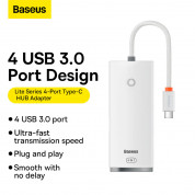 Baseus USB-C Lite Series 5-Port Hub (WKQX030302) - 4-портов USB-A хъб и USB-C вход за компютри и лаптопи с USB-C (25 см) (бял)  9