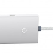Baseus USB-C Lite Series 5-Port Hub (WKQX030302) - 4-портов USB-A хъб и USB-C вход за компютри и лаптопи с USB-C (25 см) (бял)  4