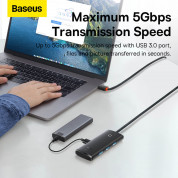 Baseus USB-C Lite Series 5-Port Hub (WKQX030401) - 4-портов USB-A хъб и USB-C вход за компютри и лаптопи с USB-C (100 см) (черен)  14