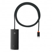 Baseus USB-C Lite Series 5-Port Hub (WKQX030401) - 4-портов USB-A хъб и USB-C вход за компютри и лаптопи с USB-C (100 см) (черен)  2