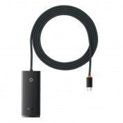 Baseus USB-C Lite Series 5-Port Hub (WKQX030501) - 4-портов USB-A хъб и USB-C вход за компютри и лаптопи с USB-C (2 м) (черен)  1