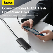 Baseus USB-C Lite Series 5-Port Hub (WKQX030501) - 4-портов USB-A хъб и USB-C вход за компютри и лаптопи с USB-C (2 м) (черен)  7
