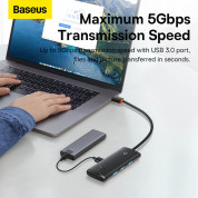 Baseus USB-A Lite Series 5-Port Hub (WKQX030001) - 4-портов USB-A хъб и USB-C вход за компютри и лаптопи с USB-A (25 см) (черен)  13