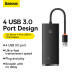 Baseus USB-A Lite Series 5-Port Hub (WKQX030001) - 4-портов USB-A хъб и USB-C вход за компютри и лаптопи с USB-A (25 см) (черен)  10