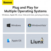 Baseus USB-A Lite Series 5-Port Hub (WKQX030002) - 4-портов USB-A хъб и USB-C вход за компютри и лаптопи с USB-A (25 см) (бял)  15
