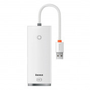Baseus USB-A Lite Series 5-Port Hub (WKQX030002) - 4-портов USB-A хъб и USB-C вход за компютри и лаптопи с USB-A (25 см) (бял) 