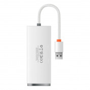 Baseus USB-A Lite Series 5-Port Hub (WKQX030002) - 4-портов USB-A хъб и USB-C вход за компютри и лаптопи с USB-A (25 см) (бял)  1