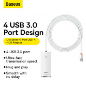 Baseus USB-A Lite Series 5-Port Hub (WKQX030202) - 4-портов USB-A хъб и USB-C вход за компютри и лаптопи с USB-A (2 м) (бял)  9