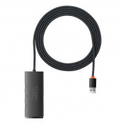 Baseus USB-A Lite Series 5-Port Hub (WKQX030201) - 4-портов USB-A хъб и USB-C вход за компютри и лаптопи с USB-A (200 см) (черен)  1