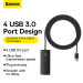Baseus USB-A Lite Series 5-Port Hub (WKQX030201) - 4-портов USB-A хъб и USB-C вход за компютри и лаптопи с USB-A (200 см) (черен)  10