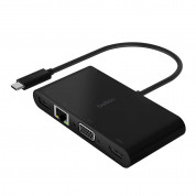 Belkin USB-C Multimedia Plus Charge Adapter - мултифункционален адаптер за свързване от USB-C към Ethernet, HDMI, VGA и USB-А 3.0 (черен)