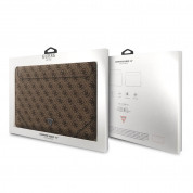 Guess 4G Triangle Metal Logo Notebook Sleeve - дизайнерски луксозен кожен калъф за MacBook Pro 16, MacBook Pro 15 и лаптопи до 16 инча (кафяв) 3