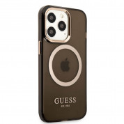 Guess Translucent MagSafe Case - хибриден удароустойчив кейс с MagSafe за iPhone 13 Pro Max (черен) 2
