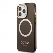 Guess Translucent MagSafe Case - хибриден удароустойчив кейс с MagSafe за iPhone 13 Pro Max (черен)