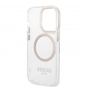 Guess Translucent MagSafe Case - хибриден удароустойчив кейс с MagSafe за iPhone 14 Pro (прозрачен-златист) 4