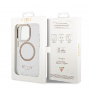Guess Translucent MagSafe Case - хибриден удароустойчив кейс с MagSafe за iPhone 14 Pro (прозрачен-златист) 5