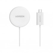 Ugreen Magnetic Wireless Charger 15W - поставка (пад) за безжично зареждане на iPhone с Magsafe (бял)