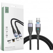 Tech-Protect Magnetic 3in1 USB-C Cable 60W - кабел с магнитни конектори за Apple продукти с Lightning, microUSB и USB-C (100 см) (черен)