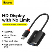 Baseus Lite Series HDMI 1080P to VGA HD Adapter (WKQX010101) - HDMI към VGA адаптер с 3.5 аудио изход и microUSB вход (черен) 4