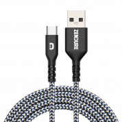Zendure SuperCord USB-A to USB-C Cable 3A - здрав плетен кабел с USB-C порт (100 см) (черен)