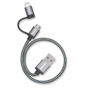 Zendure Braided 2in1 Universal MFI Cable - качествен USB-A кабел с Lightning и microUSB конектори (30 см) (сив) 1
