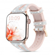 Kingxbar New Chameleon Band - силикоова каишка с кристали за Apple Watch 42мм, 44мм, 45мм, Ultra 49мм (сребрист-розов) 1