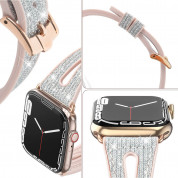 Kingxbar New Chameleon Band - силикоова каишка с кристали за Apple Watch 42мм, 44мм, 45мм, Ultra 49мм (сребрист-розов) 9