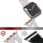 Kingxbar New Chameleon Band - силикоова каишка с кристали за Apple Watch 42мм, 44мм, 45мм, Ultra 49мм (сребрист-розов) 8