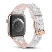 Kingxbar New Chameleon Band - силикоова каишка с кристали за Apple Watch 42мм, 44мм, 45мм, Ultra 49мм (сребрист-розов)