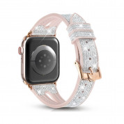 Kingxbar New Chameleon Band - силиконова каишка с кристали за Apple Watch 38мм, 40мм, 41мм (сребрист-розов)