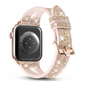 Kingxbar New Chameleon Band - силиконова каишка с кристали за Apple Watch 42мм, 44мм, 45мм, Ultra 49мм (златист-розов)
