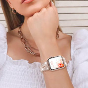 Kingxbar New Chameleon Band - силиконова каишка с кристали за Apple Watch 42мм, 44мм, 45мм, Ultra 49мм (златист-розов) 4