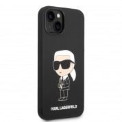 Karl Lagerfeld Liquid Silicone Ikonik NFT Case - дизайнерски силиконов кейс за iPhone 14 (черен) 2