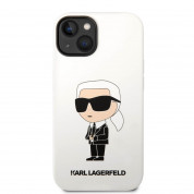 Karl Lagerfeld Liquid Silicone Ikonik NFT Case - дизайнерски силиконов кейс за iPhone 14 (бял) 1